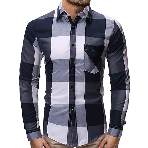 

Men's Shirt Other Prints Plaid Print Long Sleeve Daily Tops Streetwear Red Gray
