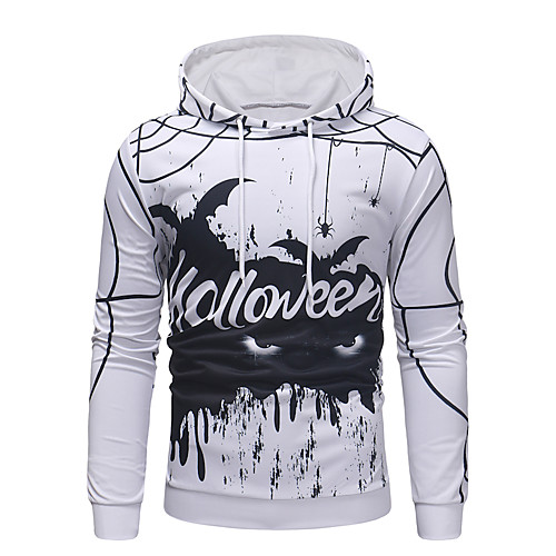 

Men's Pullover Hoodie Sweatshirt Character Hooded Casual Halloween Hoodies Sweatshirts Long Sleeve Slim White
