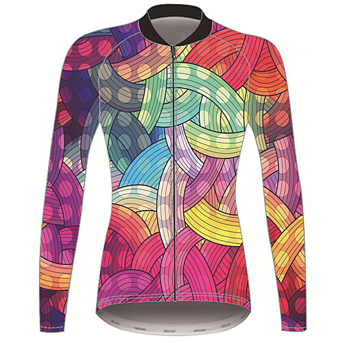 

21Grams Women's Long Sleeve Cycling Jersey Winter Pink Rainbow Bike Jersey Top Mountain Bike MTB Road Bike Cycling Thermal / Warm UV Resistant Breathable Sports Clothing Apparel / Stretchy