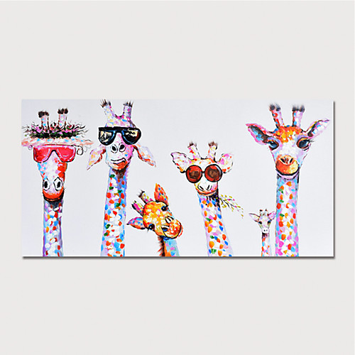 

Nursery Oil Painting Handmade Hand Painted Wall Art Cartoon Giraffe Animail Home Decoration Décor Stretched Frame Ready to Hang