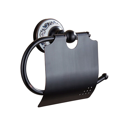 

Toilet Paper Holder Foldable Traditional Brass and Ceramic Bathroom Paper Roll Holder Wall Mounted Electroplated 1pc