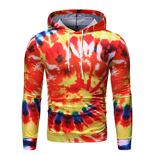 

Men's Pullover Hoodie Sweatshirt Scenery Hooded Work Casual Hoodies Sweatshirts Long Sleeve Slim Orange