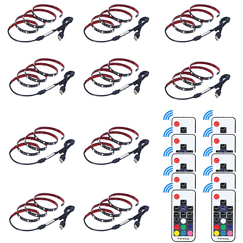 

0.5m USB Flexible LED Strip Lights RGB Tiktok Lights Remote Controls 15 LEDs SMD5050 17-Key Remote Controller Multi Color Waterproof USB Party 5 V 10pcs