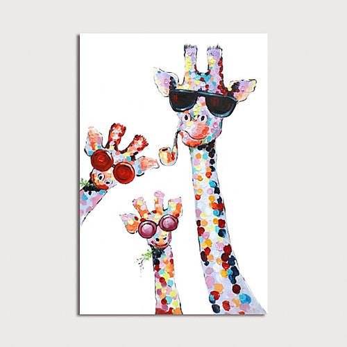 

Nursery Oil Painting Hand Painted Vertical Animals Modern Stretched Canvas