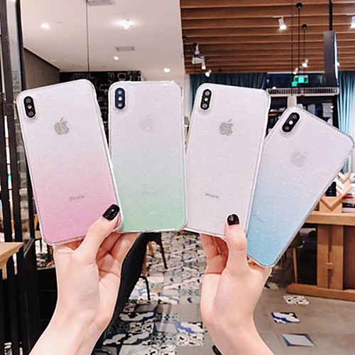 

Phone Case For Apple Back Cover iPhone XR iPhone XS iPhone XS Max iPhone X iPhone 8 Plus iPhone 8 iPhone 7 Plus iPhone 7 iPhone 6s Plus iPhone 6s Transparent Glitter Shine Color Gradient Transparent