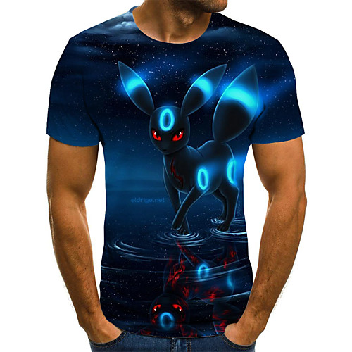 

Men's T shirt Color Block Geometric 3D Plus Size Print Short Sleeve Daily Tops Streetwear Exaggerated Blue