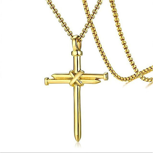 

Men's Pendant Necklace Geometrical Cross Fashion Titanium Steel Silver Gold Black 60 cm Necklace Jewelry 1pc For Daily Holiday