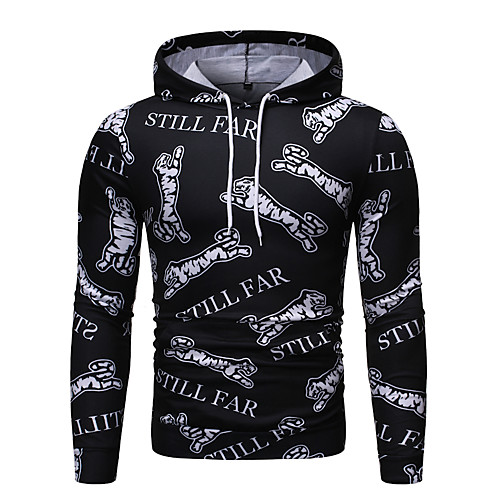 

Men's Pullover Hoodie Sweatshirt Animal Hooded Party Work Hoodies Sweatshirts Long Sleeve Slim Black