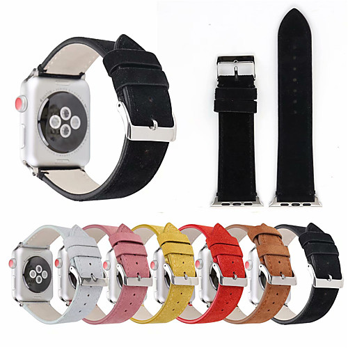 

44mm/42mm/40mm/38mm Matte Calf Genuine Leather Strap Wrist Band with Secure Metal Clasp Buckle Compatible for Apple Watch Series