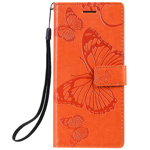 

Case For Samsung Galaxy Note 10 Galaxy Note 10 Plus Phone Case PU Leather Material Embossed Butterfly Pattern Solid Color Phone Case
