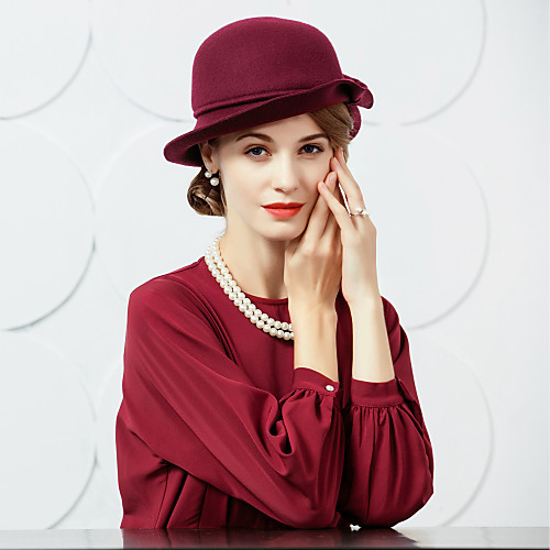

100% Wool Hats with Solid 1pc Casual / Daily Wear Headpiece