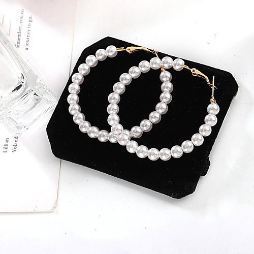 

Women's Hoop Earrings Earrings Beads Twist Circle Simple Elegant Fashion Korean Cute Imitation Pearl Earrings Jewelry White For Party Daily Stage Holiday Work