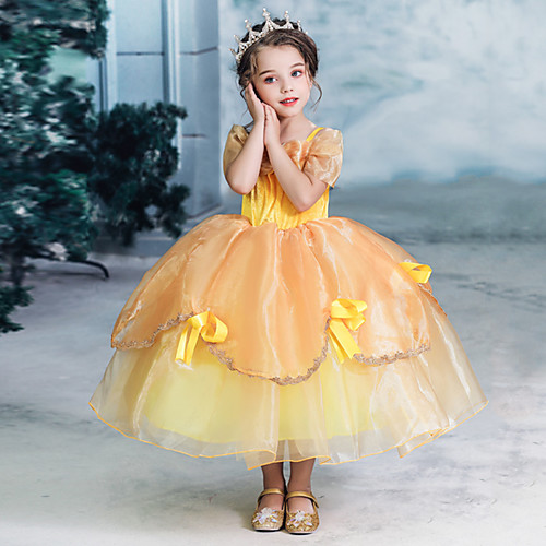

Princess Belle Dress Flower Girl Dress Girls' Movie Cosplay A-Line Slip Vacation Dress Halloween Yellow Dress Halloween