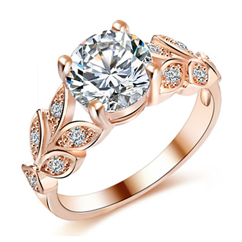 

Adjustable Ring AAA Cubic Zirconia Rose Gold Silver Silver Plated Floral Theme Unique Design Colorful Fashion 1pc 6 7 8 9 10 / Women's / Gift / Daily