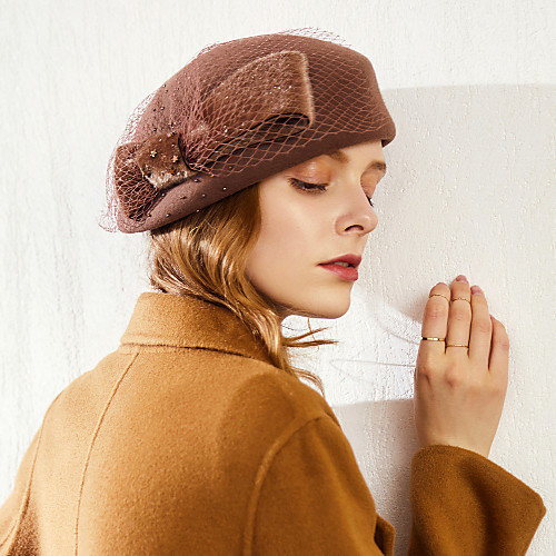 

Mink Fur / 100% Wool Fascinators / Headwear with Bowknot / Paillette 1pc Casual / Daily Wear / Horse Race Headpiece