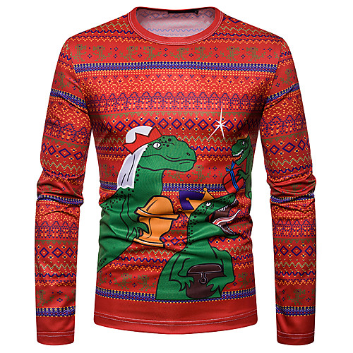

Men's T shirt Graphic Long Sleeve Daily Tops Rainbow