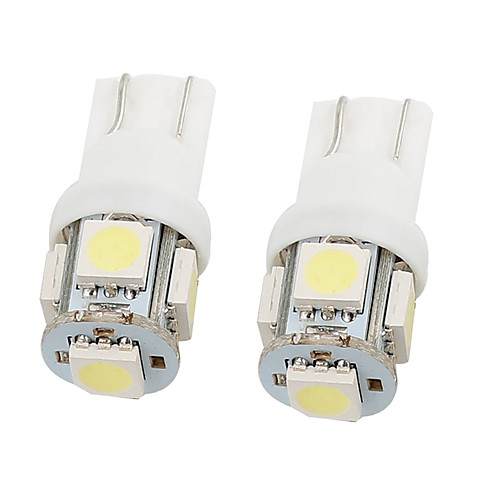

2 Pcs 12V White 5050 T10 5 SMD Auto LED Gauge Side Marker Bulb Light - General Application
