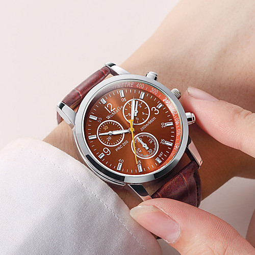 

Boys' Dress Watch Analog Quartz Stylish Fashion Fake Three Eyes Six Needles Casual Watch / Two Years / Stainless Steel / Leather