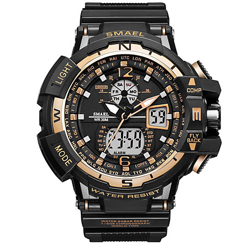 

SMAEL Men's Sport Watch Digital Sporty Rubber Black 30 m Military LED Light Stopwatch Analog - Digital Outdoor - Black / Blue black / gold Black / Rose Gold One Year Battery Life / Maxell CR2025