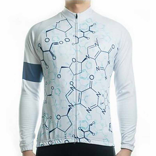 

21Grams Men's Long Sleeve Cycling Jersey Winter Summer Fleece Spandex Polyester Sky BlueWhite Bike Jersey Top Mountain Bike MTB Road Bike Cycling Thermal Warm UV Resistant Anatomic Design Sports
