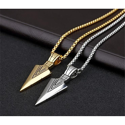 

Men's Pendant Necklace Geometrical Vertical / Gold bar Fashion Titanium Steel Silver Gold 70 cm Necklace Jewelry 1pc For Daily Work