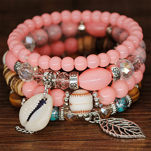 

4pcs Women's Chain Bracelet Bead Bracelet Crystal Bracelet Layered Wings Victorian Africa Cute Glass Bracelet Jewelry Pink / Rainbow / White For Anniversary Sport Gift Formal Prom Date