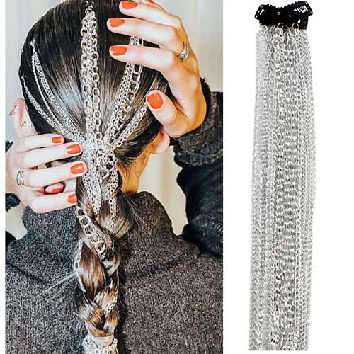 

Alloy Head Chain / Hair Accessory / Crochet Hair Braids with Faux Pearl / Chain 1 Piece Wedding / Outdoor Headpiece