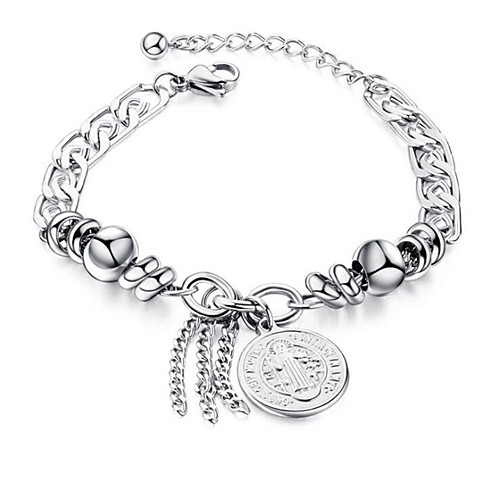 

Women's Men's Chain Bracelet Geometrical Cross Fashion Steel Bracelet Jewelry Silver For Gift Daily