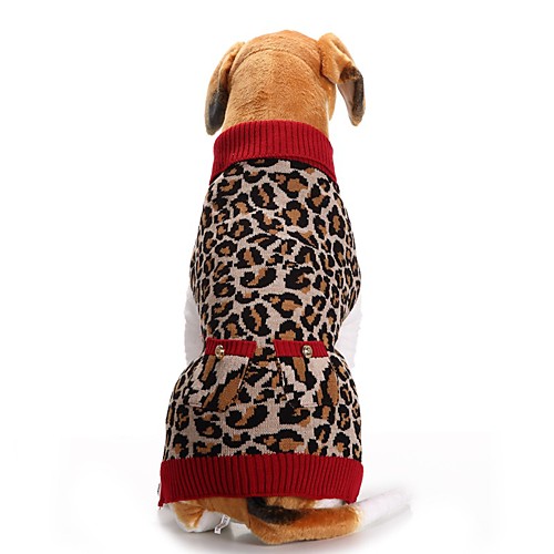 

Dog Cat Sweater Leopard Simple Style Winter Dog Clothes Puppy Clothes Dog Outfits Leopard Costume for Girl and Boy Dog Polyester XXS XS S M L XL