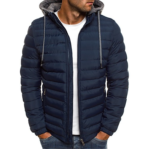 

Men's Padded Regular Coat Regular Fit Jacket Solid Colored Blue Gray