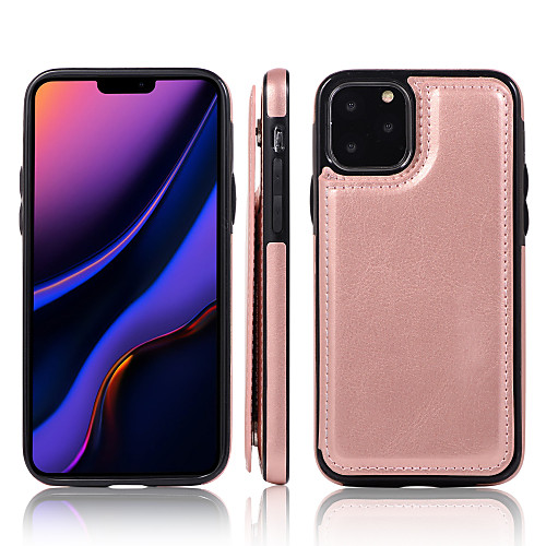 

Case For Apple iPhone 11 / iPhone 11 Pro / iPhone 11 Pro Max Card Holder Full Body Cases Solid Colored PU Leather / TPU