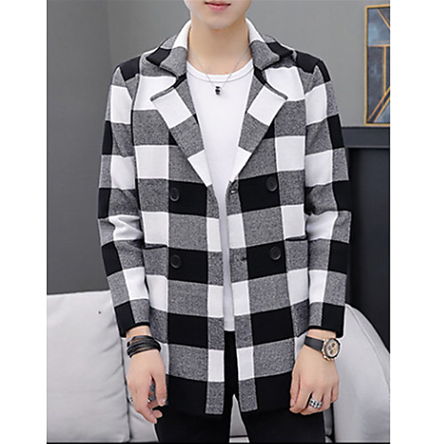 

Men's Color Block Cardigan Cotton Long Sleeve Sweater Cardigans Wing Collar Fall Winter White Gray