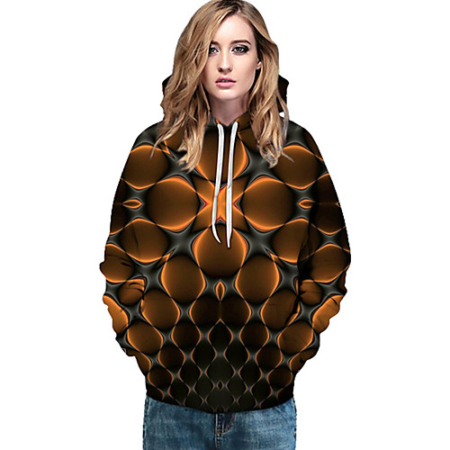 

Women's Plus Size Hoodie Print Geometric 3D Daily Basic Streetwear Hoodies Sweatshirts Brown