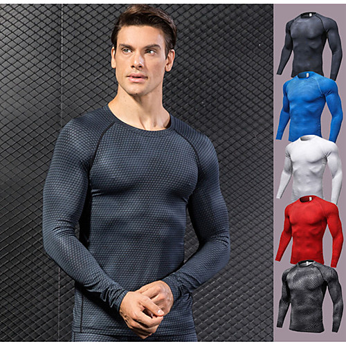 

YUERLIAN Men's Long Sleeve Compression Shirt Tee Tshirt Sweatshirt Base Layer Top Athletic Elastane Breathability Quick Dry Lightweight Yoga Fitness Gym Workout Sportswear Snakeskin Black / Silver