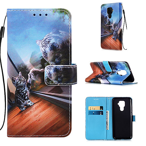 

Case For Huawei Huawei P Smart 2019 / Huawei Honor 8A / Huawei Mate 20 lite Wallet / Card Holder / with Stand Full Body Cases Cat PU Leather