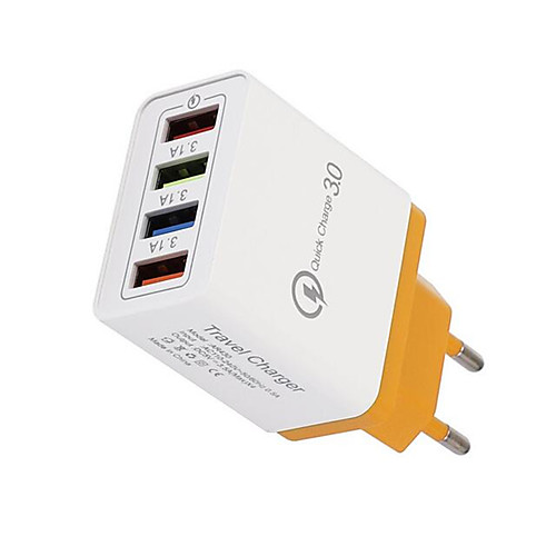 

4USB Charger 3A Mobile Phone Tablet Travel Compact Portable Fast Charge Charging Head US Regulations European Travel Charger