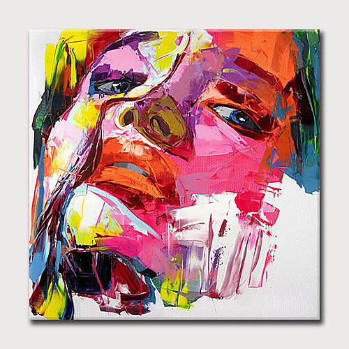 

Oil Painting Hand Painted Square Abstract People Modern Rolled Canvas (No Frame)