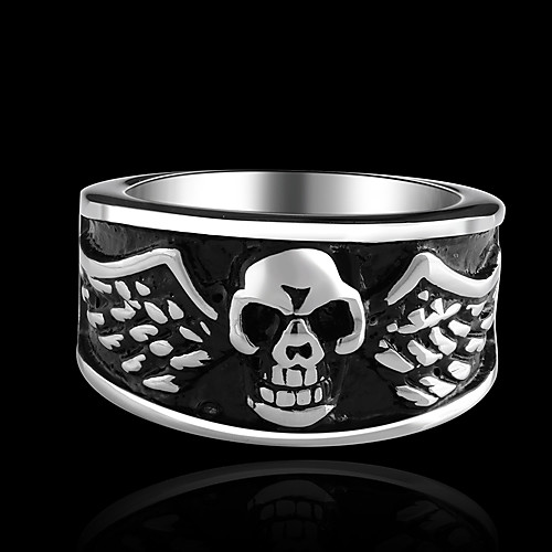 

Band Ring Vintage Style Black Titanium Steel Skull Precious Vintage Punk Rock 1pc 8 / Men's