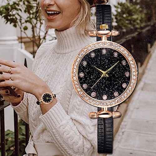 

Women's Quartz Watches Fashion Elegant Black White Blue PU Leather Quartz Black Wood White Casual Watch 1 pc Analog One Year Battery Life / Stainless Steel