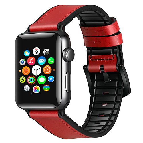 

Smart Watch Band for Apple iWatch 1 pcs Classic Buckle Business Band Silicone Genuine Leather Replacement Wrist Strap for Apple Watch 6 / SE / 5/4/3/2/1 38mm 40mm 42mm 44mm