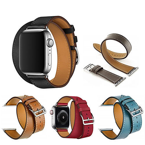 

Genuine Leather Watch Band Double Tour Strap For Apple Watch Series 5 4 3 2 1