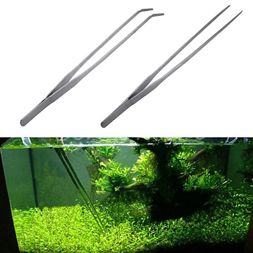 

2pcs Stainless Steel Tank Tweezers Pliers Aquarium Tool Fish Tank Aquatic Plants Forceps Clip For Cleaning Tool