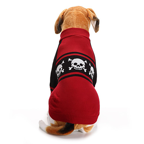 

Dog Cat Sweater Skull Simple Style Winter Dog Clothes Puppy Clothes Dog Outfits Red Costume for Girl and Boy Dog Polyester XXS XS S M L XL