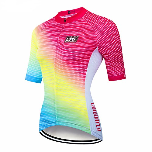 

CAWANFLY Women's Short Sleeve Cycling Jersey Red / Yellow Gradient Bike Jersey Top Mountain Bike MTB Road Bike Cycling Breathable Quick Dry Back Pocket Sports Clothing Apparel / Advanced / Expert