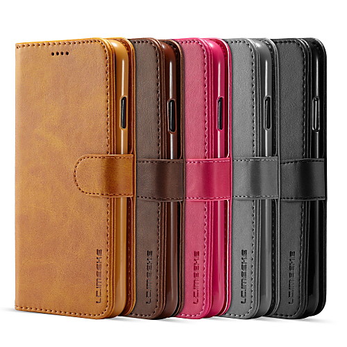 

lc.imeeke Leather Case For Apple iPhone 12 11 Pro / iPhone 11 Pro Max / iPhone XS Wallet / Card Holder / Flip Full Body Cases Solid Colored PU Leather / TPU