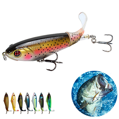 

Fishing Lures Whopper Plopper Bass Lures Fishing Baits for Bass, Topwater Bass Lure with Floating Rotating Tail Bait, Bass Fishing with Barb Treble Hooks, Gifts for Men