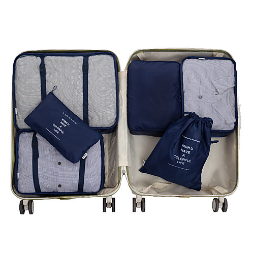 

6 sets Travel Bag Travel Organizer Travel Luggage Organizer / Packing Organizer Large Capacity Waterproof Portable Foldable Net Fabric For Travel Clothes / Durable / Double Sided Zipper / Shoes Bag