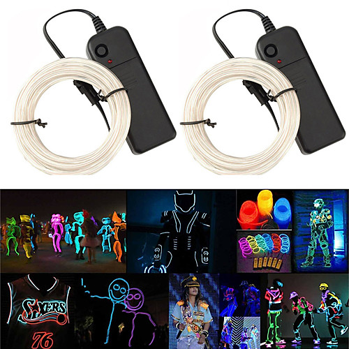 

Outdoor Waterproof EL String Lights 3m Flexible Folding Light Line EL 2.3mm Multiple Color Bendable Halloween Festival Party Holidays 2 Sets