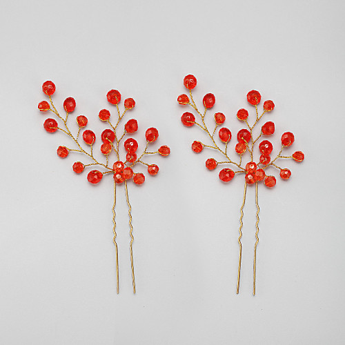 

Crystal / Alloy Hair Pin with Crystal 2pcs Wedding Headpiece