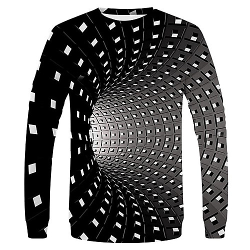 

Men's T shirt Graphic Print Long Sleeve Daily Tops Basic Streetwear Round Neck Black / Fall / Spring